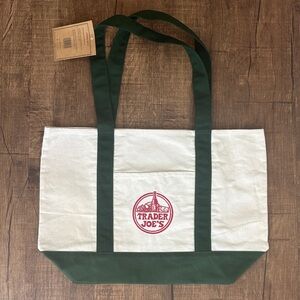 Trader Joe's Green and White Tote Bag